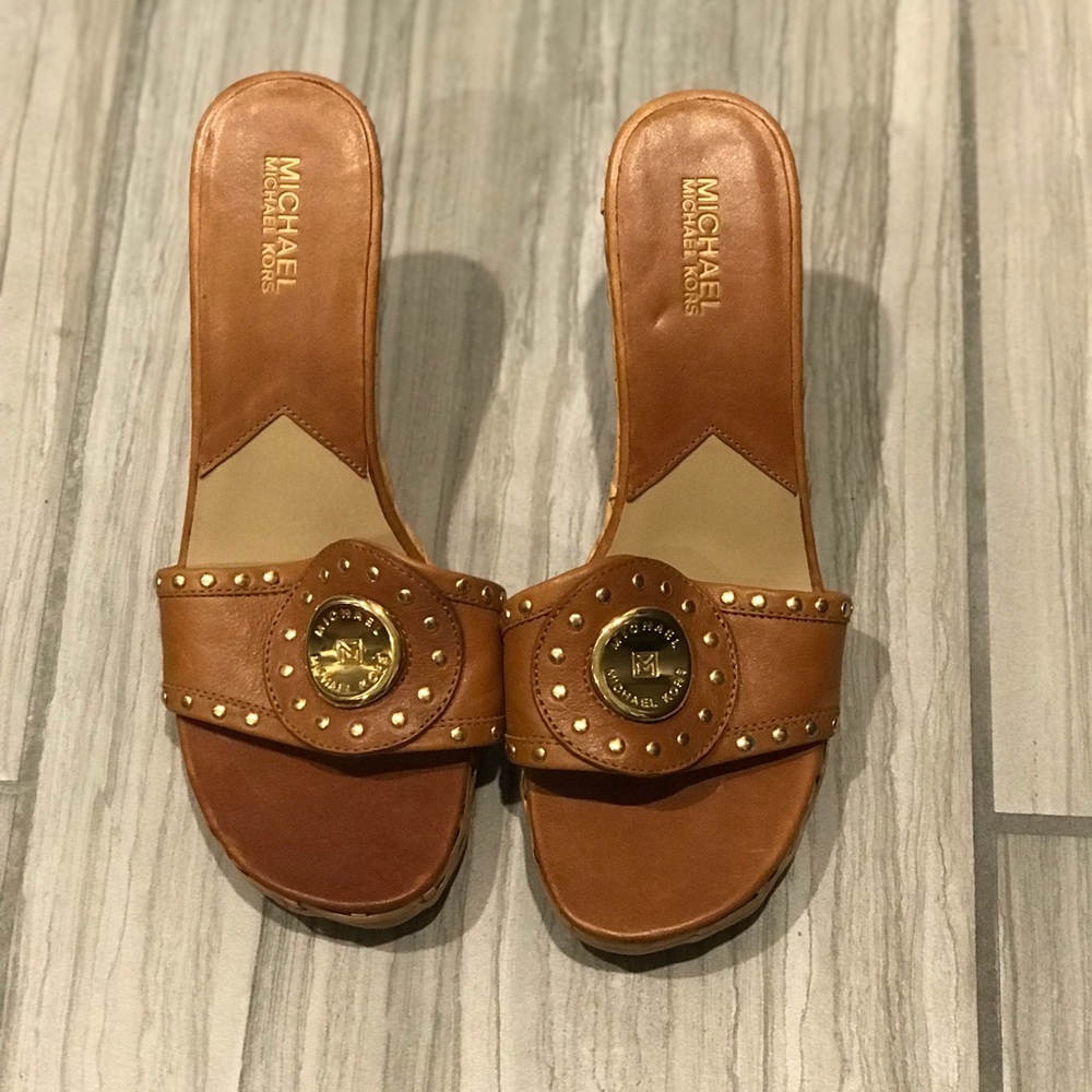 Michael Michael Kors brown logo wedge sandal